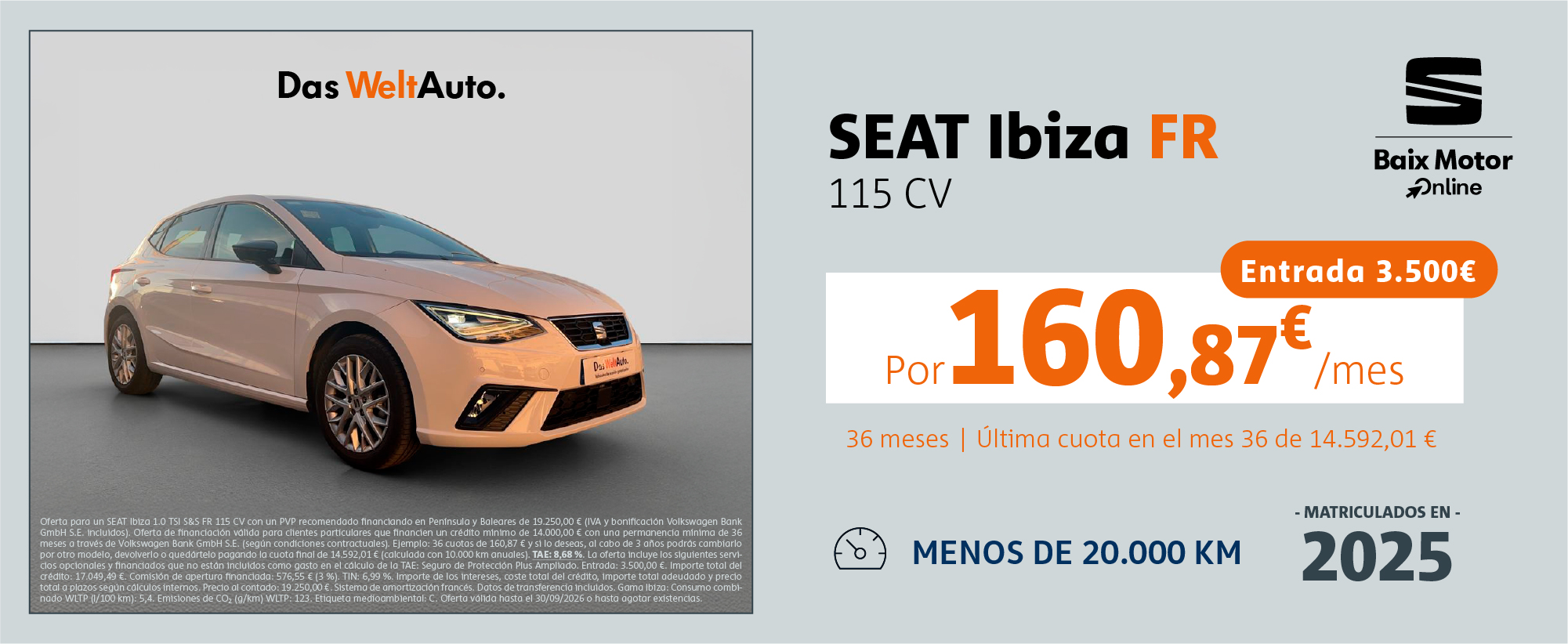 ¡Solo quedan 5! Seat Ibiza por 160,87€/mes*